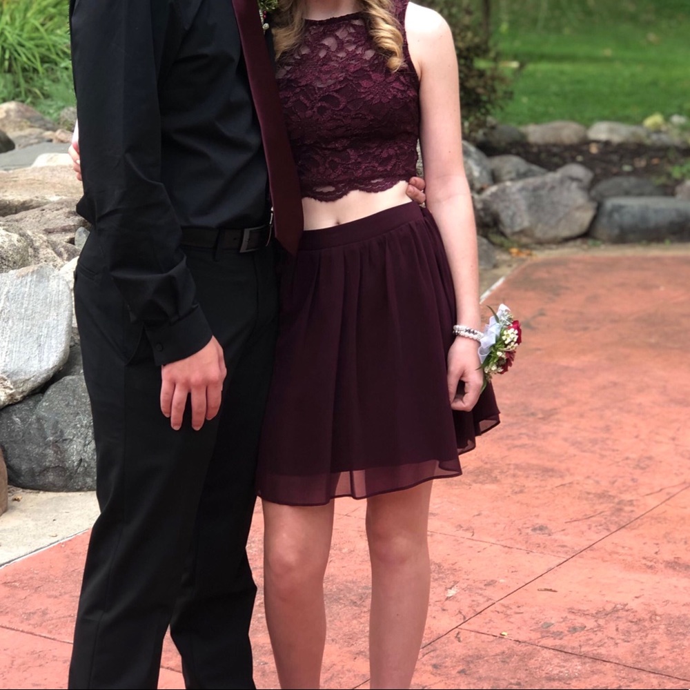 Formal two piece Burgundy homecoming dress